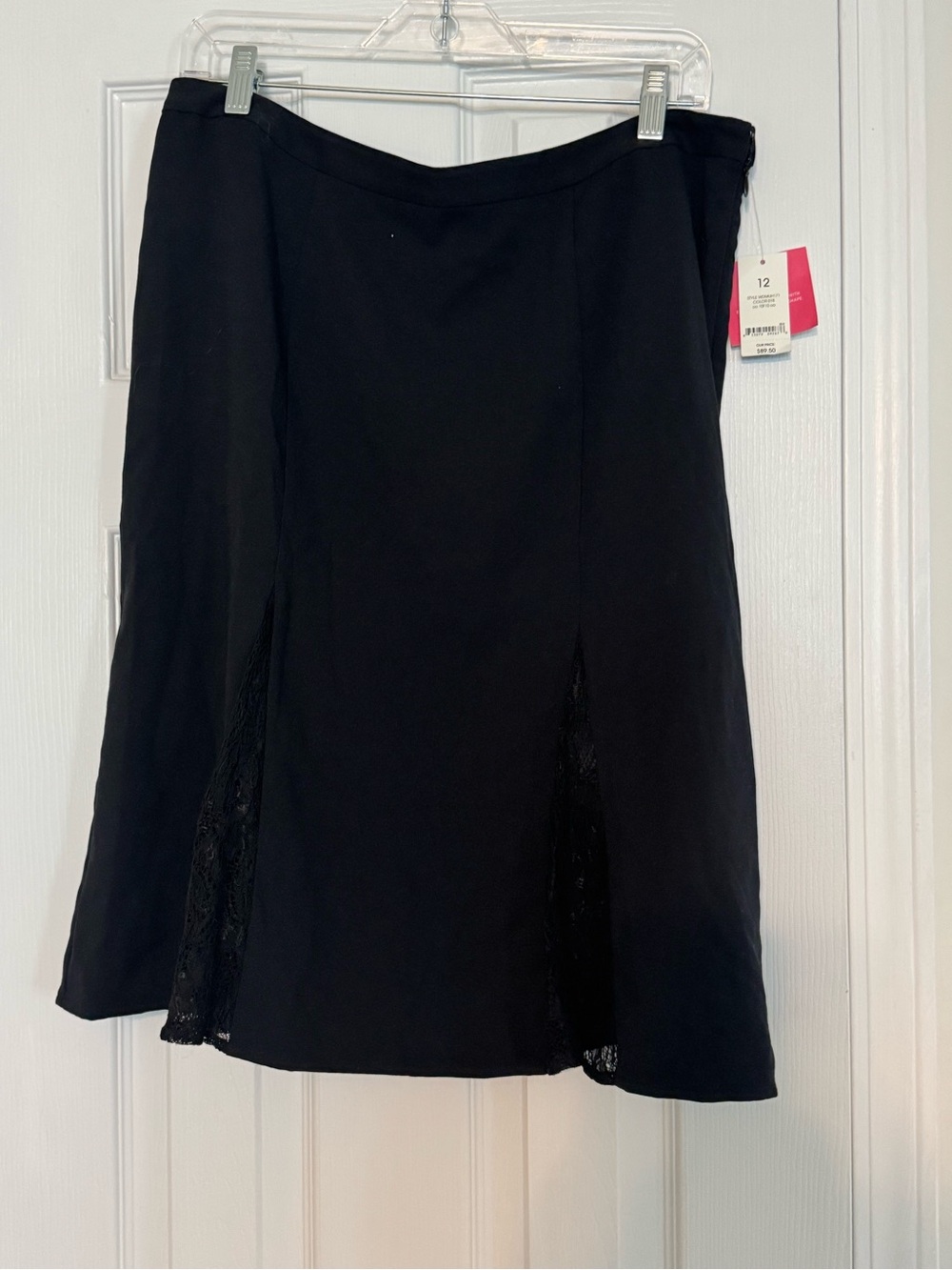 Liz Claiborne Black A-Line Skirt with Lace Insets